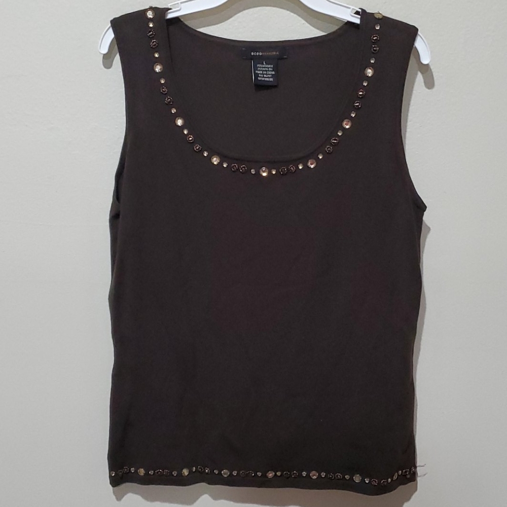 ❤BCBGMAXAZRIA EMBELLISHED KNIT TOP/SHIRT, LARGE